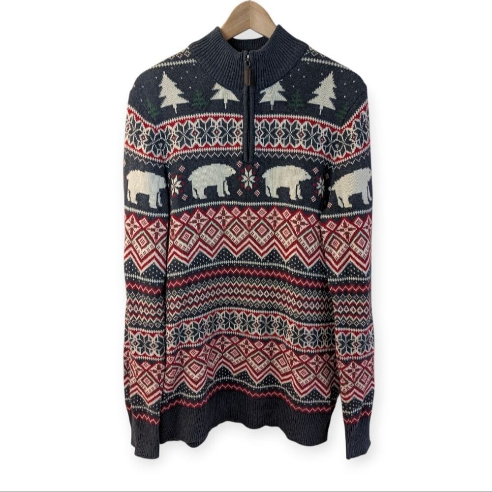 Aspen Polar Bear Fair Isle Sweater Medium